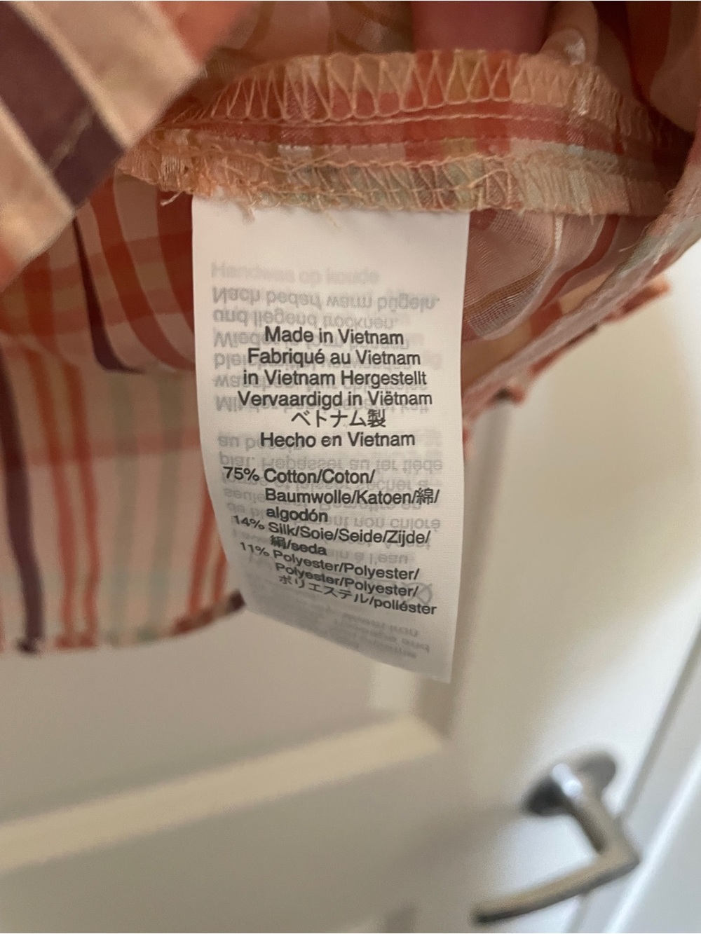 Madewell Peach Plaid Ruffle-Neck Blouse - Picture 6 of 10